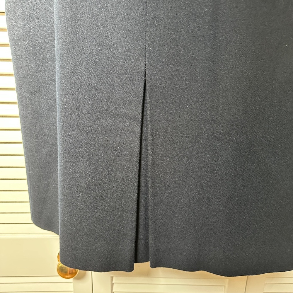 Vintage Evan Picone 100% Wool Lined Navy Blue Midi Skirt Small - Picture 2 of 11